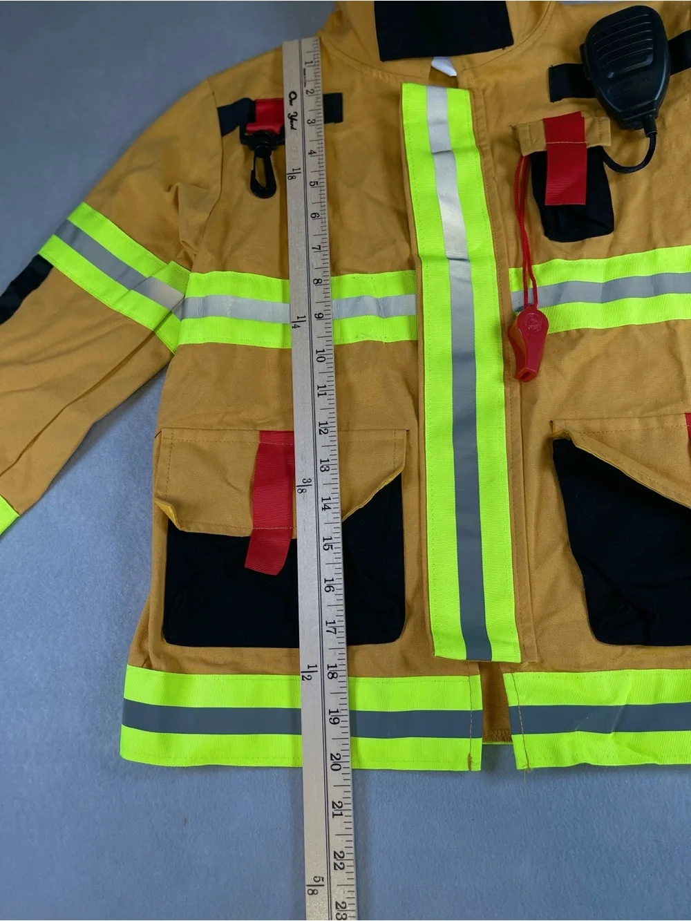 Teetot Co Jr Firefighter Kids Costume Jacket Pants Tan Reflective Size 7-8